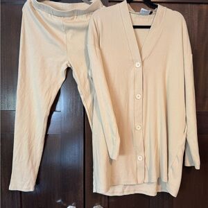 Fancy Homebody Ribbed Cardigan and Leggings Set